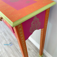Load image into Gallery viewer, Indian Art Orange and Pink Entry Table - Furniture MaRiTama HOME
