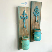 Load image into Gallery viewer, Individual Hanging Turquoise Mason Jar Wall Décor - Farmhouse Style - Vases MaRiTama HOME