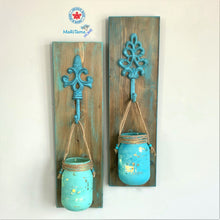 Load image into Gallery viewer, Individual Hanging Turquoise Mason Jar Wall Décor - Farmhouse Style - Vases MaRiTama HOME