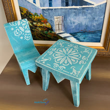 Load image into Gallery viewer, Miniature Island Boho Blue Table and Chair Set - Home Decor MaRiTama HOME