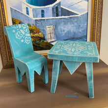 Load image into Gallery viewer, Miniature Island Boho Blue Table and Chair Set - Home Decor MaRiTama HOME