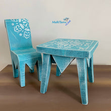 Load image into Gallery viewer, Miniature Island Boho Blue Table and Chair Set - Home Decor MaRiTama HOME