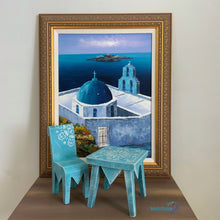 Load image into Gallery viewer, Miniature Island Boho Blue Table and Chair Set - Home Decor MaRiTama HOME