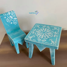 Load image into Gallery viewer, Miniature Island Boho Blue Table and Chair Set - Home Decor MaRiTama HOME