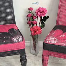 Load image into Gallery viewer, Pink & Black French Provincial Antique Cane Flower Chair Set - Furniture MaRiTama HOME