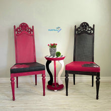 Load image into Gallery viewer, Pink & Black French Provincial Antique Cane Flower Chair Set - Furniture MaRiTama HOME
