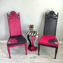 Load image into Gallery viewer, Pink & Black French Provincial Antique Cane Flower Chair Set - Furniture MaRiTama HOME