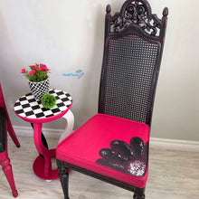 Load image into Gallery viewer, Pink & Black French Provincial Antique Cane Flower Chair Set - Furniture MaRiTama HOME