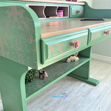 Load image into Gallery viewer, Pink Lace & Green Pinewood Desk - Desks MaRiTama HOME