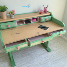 Load image into Gallery viewer, Pink Lace & Green Pinewood Desk - Desks MaRiTama HOME