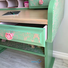 Load image into Gallery viewer, Pink Lace & Green Pinewood Desk - Desks MaRiTama HOME