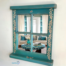 Load image into Gallery viewer, Rustic Blue Window Frame Mirror - Mirrors MaRiTama HOME