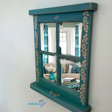 Load image into Gallery viewer, Rustic Blue Window Frame Mirror - Mirrors MaRiTama HOME