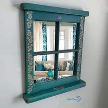 Load image into Gallery viewer, Rustic Blue Window Frame Mirror - Mirrors MaRiTama HOME