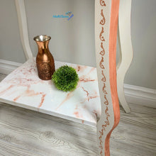 Load image into Gallery viewer, White and Copper two tier Marble Resin Top Accent Table - Accent Tables MaRiTama HOME