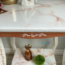 Load image into Gallery viewer, White and Copper two tier Marble Resin Top Accent Table - Accent Tables MaRiTama HOME