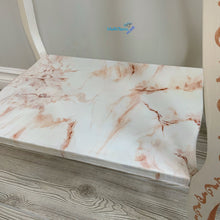 Load image into Gallery viewer, White and Copper two tier Marble Resin Top Accent Table - Accent Tables MaRiTama HOME