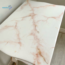 Load image into Gallery viewer, White and Copper two tier Marble Resin Top Accent Table - Accent Tables MaRiTama HOME