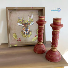 Load image into Gallery viewer, Wooden Red Candlestick Set - Home Decor MaRiTama HOME