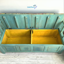 Load image into Gallery viewer, Shabby Chic Blue Storage Bench
