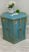 Load and play video in Gallery viewer, Blue Farmhouse Hexagonal Accent Table
