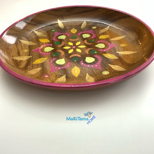 Mandala Design Wooden Round Serving Platter