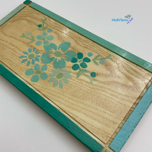 Small Blue Flower Wooden Platter