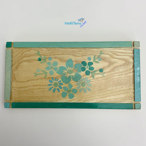 Small Blue Flower Wooden Platter