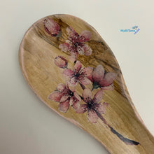 Load image into Gallery viewer, Olive Wood Pink Blossom Spoon Holder
