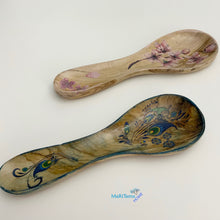 Load image into Gallery viewer, Olive Wood Pink Blossom Spoon Holder
