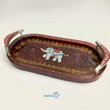 Load image into Gallery viewer, Hand-Painted Indian Art Wooden Tray
