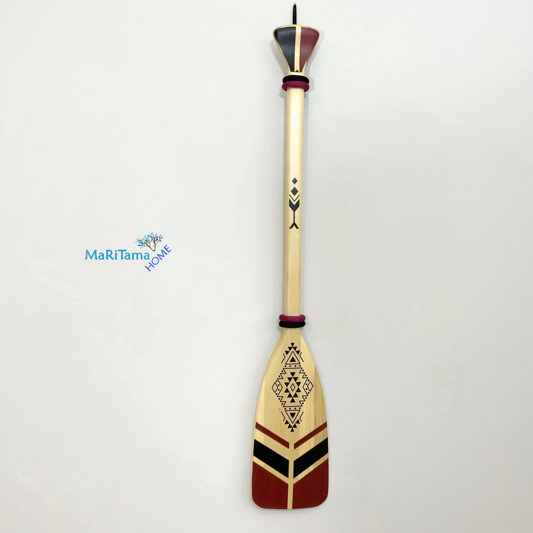 Tribal Design Burgundy & Black Wooden Paddle - 3ft