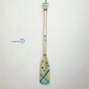 Turquoise Stripes & Circles Wooden Paddle - 4ft