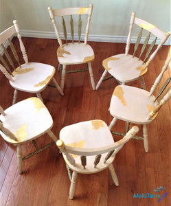 Antique Refinished Rose and Gold Dining Set (Table with extension leaf & 6 chairs) - Furniture MaRiTama HOME