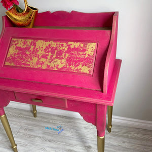 Antique Shocking Pink and Gold Writing Table - Furniture MaRiTama HOME