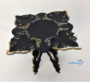 Black with Gold and Silver Decorative Accent Table - Furniture MaRiTama HOME