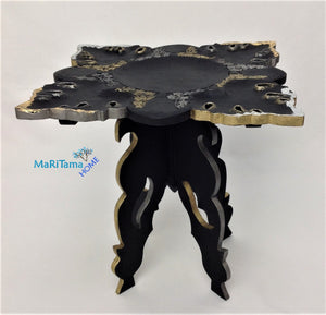 Black with Gold and Silver Decorative Accent Table - Furniture MaRiTama HOME