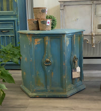 Load image into Gallery viewer, Blue Farmhouse Hexagonal Accent Table - Furniture MaRiTama HOME
