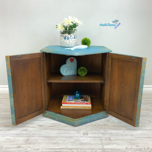 Blue Farmhouse Hexagonal Accent Table - Furniture MaRiTama HOME
