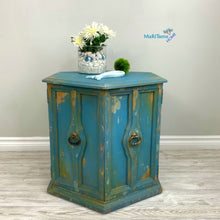Load image into Gallery viewer, Blue Farmhouse Hexagonal Accent Table - Furniture MaRiTama HOME
