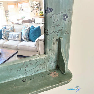Blue Grey Wooden Farmhouse Mirror - Home Decor MaRiTama HOME