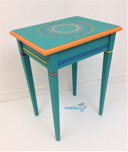 Boho Style Turquoise-Green Accent Side / End Table - Furniture MaRiTama HOME