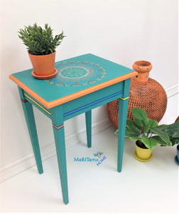 Boho Style Turquoise-Green Accent Side / End Table - Furniture MaRiTama HOME