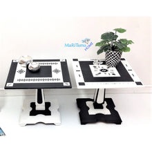 Load image into Gallery viewer, Contemporary Boho Graphite and White Side / End Accent Table Set - Furniture MaRiTama HOME
