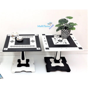 Contemporary Boho Graphite and White Side / End Accent Table Set - Furniture MaRiTama HOME