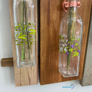 Custom made 5 Glass and Wood Wall Vase - Vases MaRiTama HOME