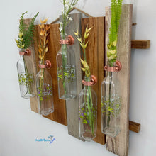 Load image into Gallery viewer, Custom made 5 Glass and Wood Wall Vase - Vases MaRiTama HOME
