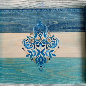 Custom made Farmhouse Style Wood with Spoon Handle Blue Tray - Decorative Trays MaRiTama HOME