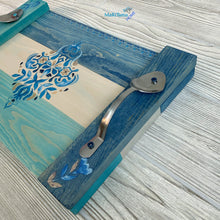 Load image into Gallery viewer, Custom made Farmhouse Style Wood with Spoon Handle Blue Tray - Decorative Trays MaRiTama HOME
