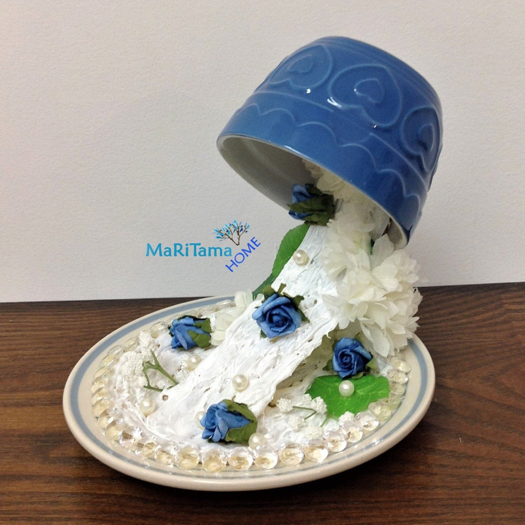 Handmade Blue Rose Milky Way Falling Teacup - Home Decor MaRiTama HOME